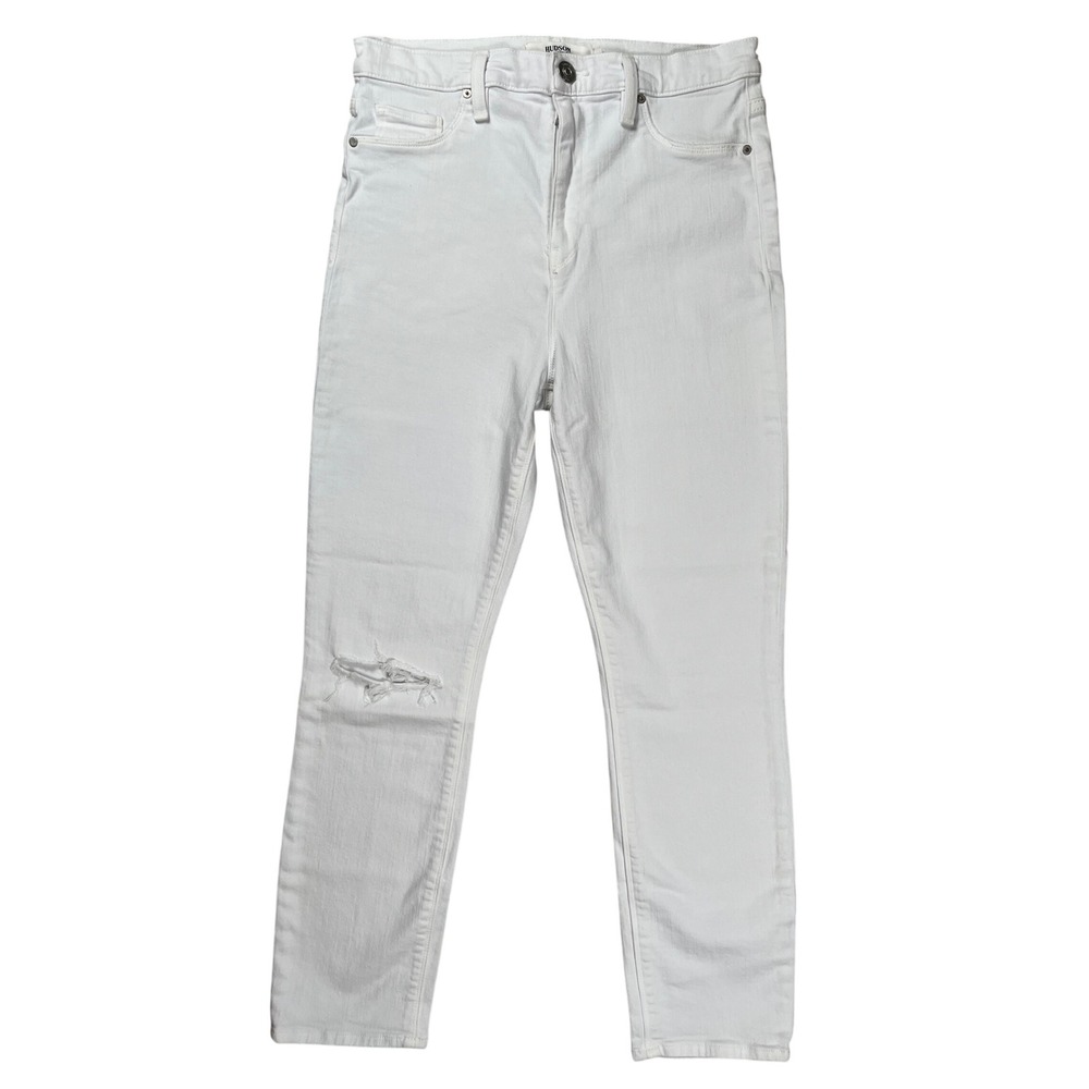 New Hudson Holly Skinny Jeans Womens 29 White High Rise Crop Distressed Summer